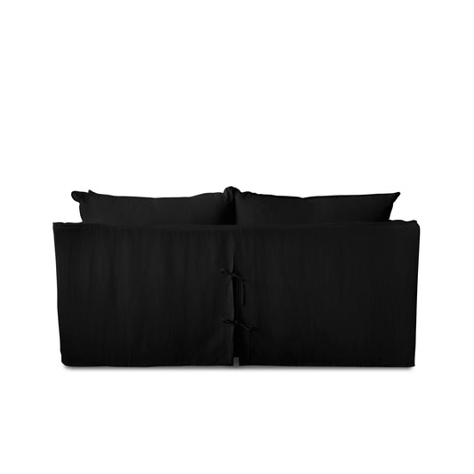 Coco 2.5 Seater Sofa with Self Piped Knife Edge Cushion in Black Linen - Hand Made in USA