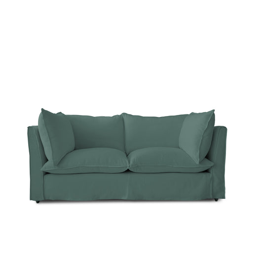 Coco 2.5 Seater Sofa with Self Piped Knife Edge Cushion in Bluebell Linen - Hand Made in USA