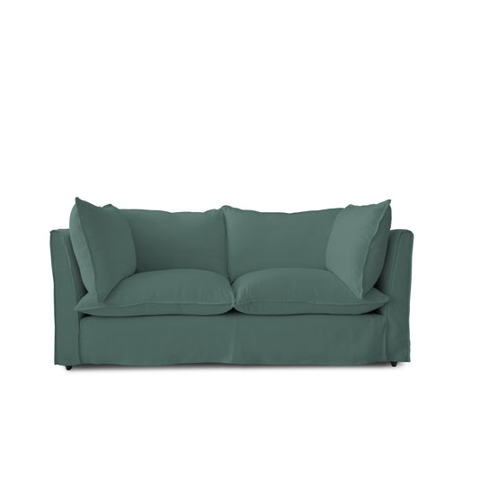 Coco 2.5 Seater Sofa with Self Piped Knife Edge Cushion in Bluebell Linen - Hand Made in USA (Available for Quick Ship)