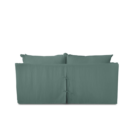 Coco 2.5 Seater Sofa with Self Piped Knife Edge Cushion in Bluebell Linen - Hand Made in USA