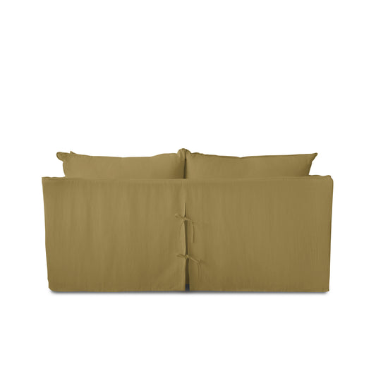 Coco 2.5 Seater Sofa with Self Piped Knife Edge Cushion in Camel Linen - Hand Made in USA