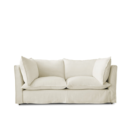 Coco 2.5 seater sofa with Self Piped Knife Edge cushion in Cotton Linen Cool Coconut - Hand Made in USA