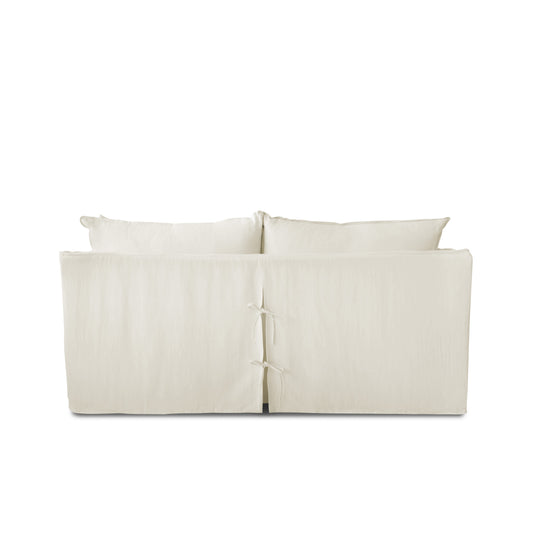 Coco 2.5 seater sofa with Self Piped Knife Edge cushion in Cotton Linen Cool Coconut - Hand Made in USA