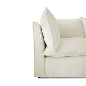 Coco 2.5 seater sofa with Self Piped Knife Edge cushion in Cotton Linen Cool Coconut - Hand Made in USA