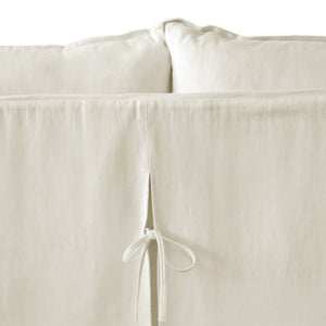 Coco 2.5 seater sofa with Self Piped Knife Edge cushion in Cotton Linen Cool Coconut - Hand Made in USA
