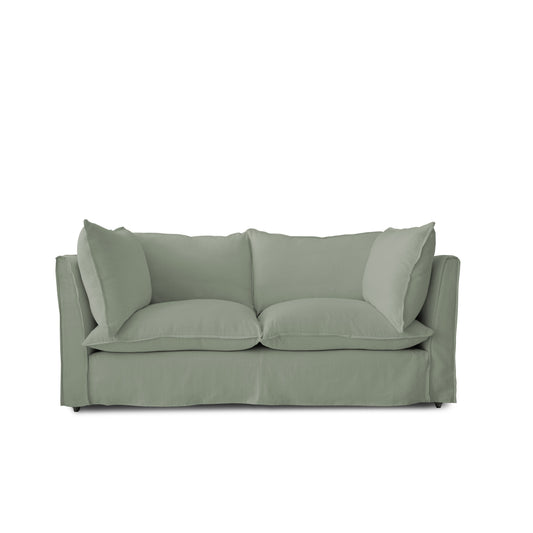 Coco 2.5 Seater Sofa with Self Piped Knife Edge Cushion in Dove Linen - Hand Made in USA (Available for Quick Ship)