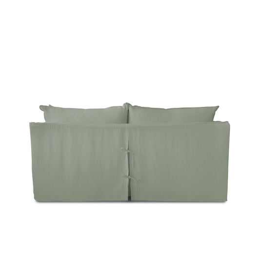 Coco 2.5 Seater Sofa with Self Piped Knife Edge Cushion in Dove Linen - Hand Made in USA