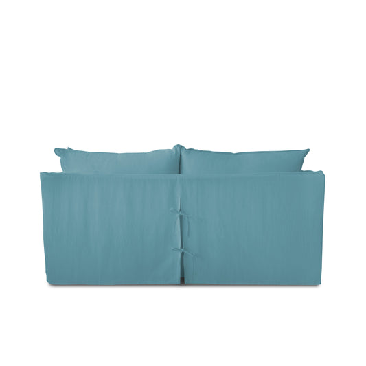 Coco 2.5 Seater Sofa with Self Piped Knife Edge Cushion in Dream Blue Linen - Hand Made in USA