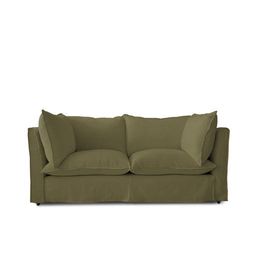 Coco 2.5 Seater Sofa with Self Piped Knife Edge Cushion in Driftwood Linen - Hand Made in USA