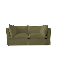 Coco 2.5 Seater Sofa with Self Piped Knife Edge Cushion in Driftwood Linen - Hand Made in USA (Available for Quick Ship)