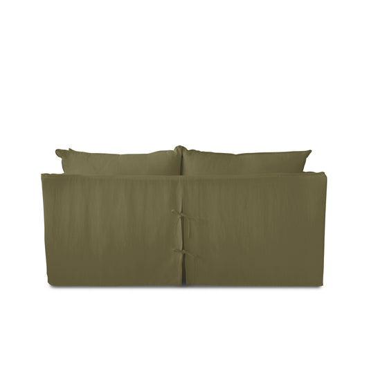 Coco 2.5 Seater Sofa with Self Piped Knife Edge Cushion in Driftwood Linen - Hand Made in USA