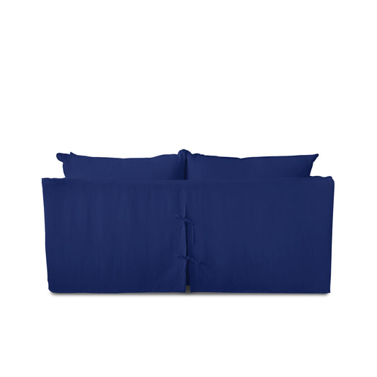 Coco 2.5 Seater Sofa with Self Piped Knife Edge Cushion in Indigo Linen - Hand Made in USA