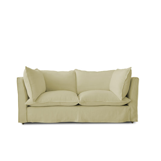 Coco 2.5 Seater Sofa with Self Piped Knife Edge Cushion in Khaki Linen - Hand Made in USA