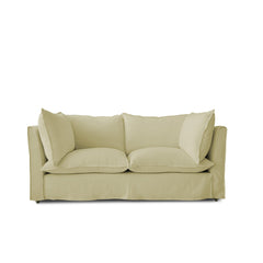 Coco 2.5 Seater Sofa with Self Piped Knife Edge Cushion in Khaki Linen - Hand Made in USA (Available for Quick Ship)