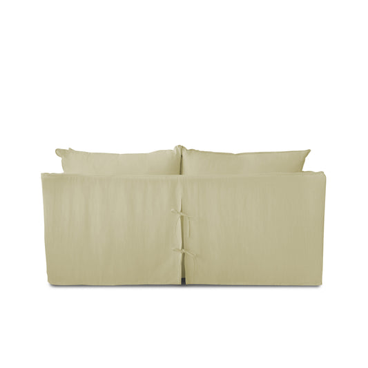 Coco 2.5 Seater Sofa with Self Piped Knife Edge Cushion in Khaki Linen - Hand Made in USA