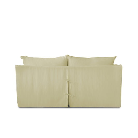 Coco 2.5 Seater Sofa with Self Piped Knife Edge Cushion in Natural Linen - Hand Made in USA