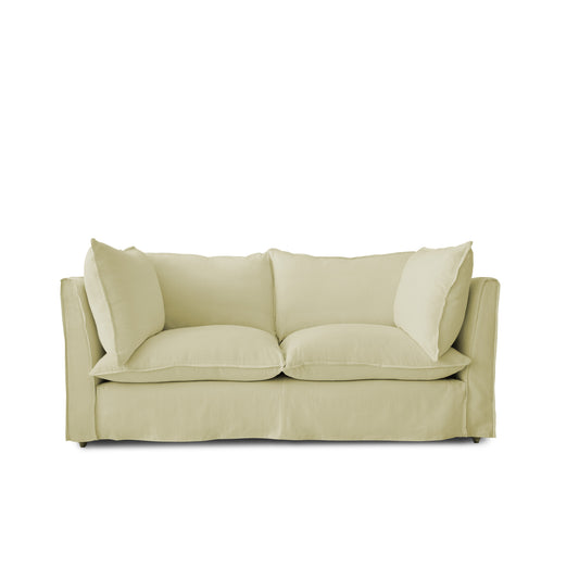 Coco 2.5 Seater Sofa with Self Piped Knife Edge Cushion in Oyster Linen - Hand Made in USA