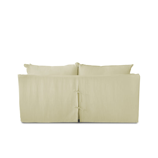 Coco 2.5 Seater Sofa with Self Piped Knife Edge Cushion in Oyster Linen - Hand Made in USA