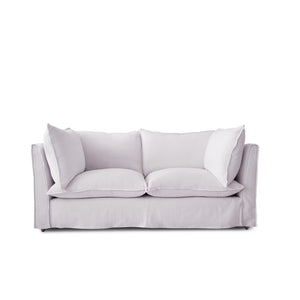 Coco 2.5 seater sofa with Self Piped Knife Edge cushion in Cotton Linen Sea Salt - Hand Made in USA