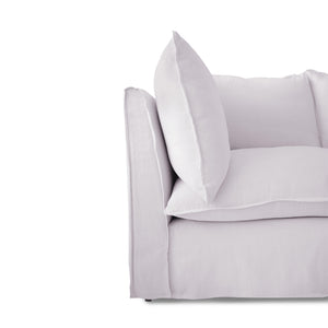 Coco 2.5 seater sofa with Self Piped Knife Edge cushion in Cotton Linen Sea Salt - Hand Made in USA