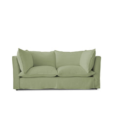 Coco 2.5 Seater Sofa with Self Piped Knife Edge Cushion in Serenity Linen - Hand Made in USA (Available for Quick Ship)