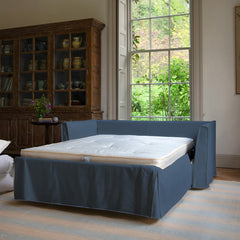 Coco 2.5 seater sofa bed with Self Piped Knife Edge cushion in Cotton Linen Riviera - Hand Made in USA