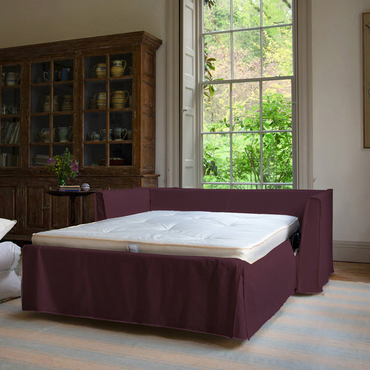 Coco 2.5 Seater Sofa Bed in Damson Linen - Hand Made in USA