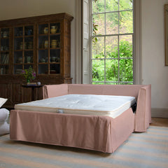 Coco 2.5 Seater Sofa Bed in Dusky Pink Linen - Hand Made in USA