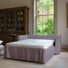 Coco 2.5 Seater Sofa Bed in Lilac Linen - Hand Made in USA