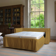 Coco 2.5 Seater Sofa Bed in Ochre Linen - Hand Made in USA