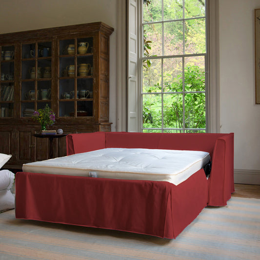 Coco 2.5 Seater Sofa Bed in Rouge Linen - Hand Made in USA