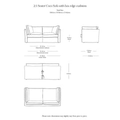 Coco 2.5 seater sofa with Self Piped Box Edge cushion in Designers Guild Brera Lino Indigo  - Hand Made in USA