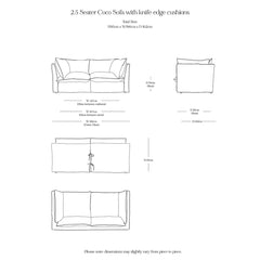 Coco 2.5 seater sofa with Contrast Welt Knife Edge cushion in Designers Guild Brera Lino Ochre  - Hand Made in USA