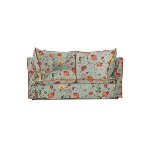 Coco 2 seater sofa with Contrast Welt Knife Edge cushion in Andrew Martin Wildwood Duck Egg - Hand Made in USA