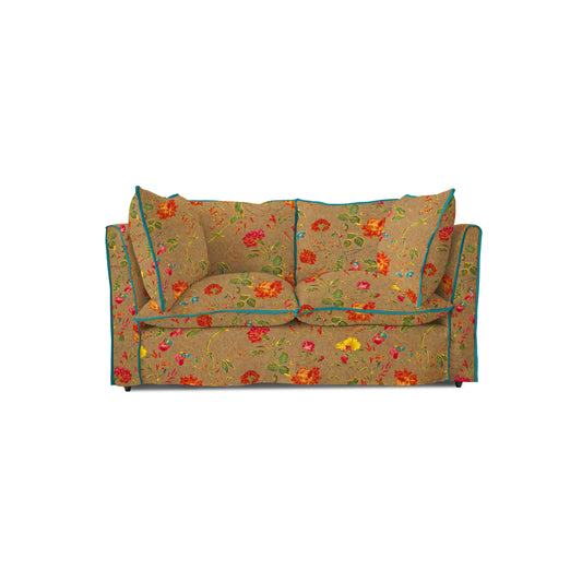 Coco 2 seater sofa with Contrast Welt Knife Edge cushion in Andrew Martin Wildwood Twig - Hand Made in USA