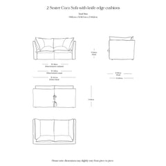 Coco 2 seater sofa with Self Piped Knife Edge cushion in Designers Guild Brera Lino Chalk  - Hand Made in USA