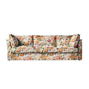 Coco 4 seater sofa with Self Piped Box Edge cushion in Magnolia Cream Blue - Hand Made in USA