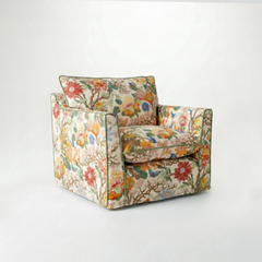 Coco Armchair with Self Piped Knife Edge cushion in GP & J Baker Magnolia Cream Blue  - Hand Made in USA