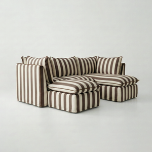 Coco L-Shaped Sofa with Chaise and Footstool in Customer's Own Material - Handmade to Order in the USA