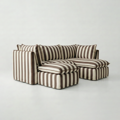 Coco L-Shaped Sofa with Chaise and Footstool in Customer's Own Material - Handmade to Order in the USA