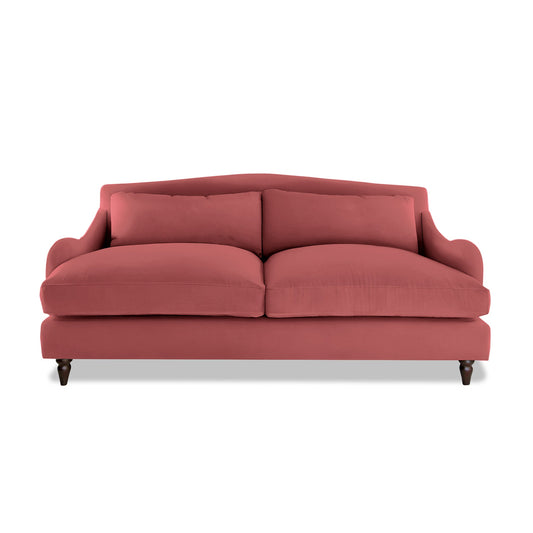 Felix 3 Seater Sofa in Rouge Linen - Hand Made in USA