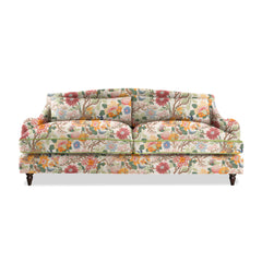 Felix 4 seater sofa in Magnolia Cream Blue with Velvet Trim - Hand Made in USA