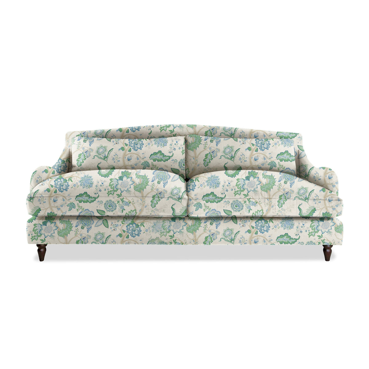Felix 4 seater sofa in Natural Linen Kitty Blue Green - Hand Made in USA