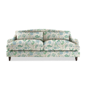 Felix 4 seater sofa in Natural Linen Kitty Blue Green - Hand Made in USA