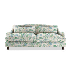 Felix 4 seater sofa in Natural Linen Kitty Blue Green - Hand Made in USA