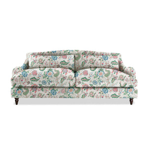 Felix 4 seater sofa in Natural Linen Kitty Spring Green - Hand Made in USA