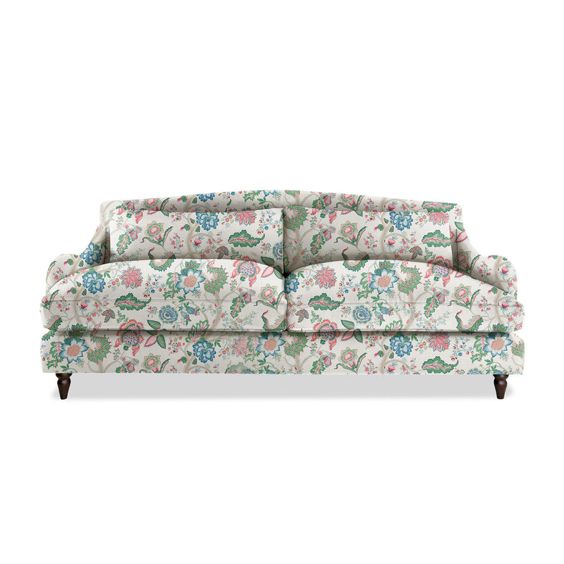 Felix 4 seater sofa in Natural Linen Kitty Spring Green - Hand Made in USA