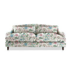 Felix 4 seater sofa in Natural Linen Kitty Spring Green - Hand Made in USA