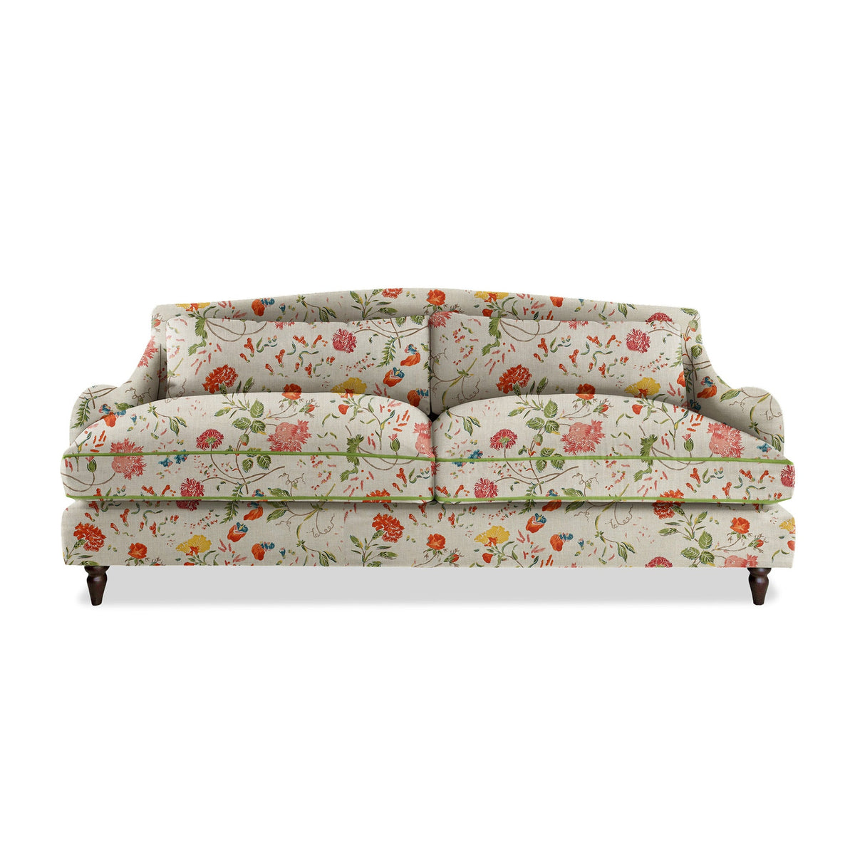 Felix 4 seater sofa in Natural Linen Wildwood Ivory with Velvet Trim - Hand Made in USA