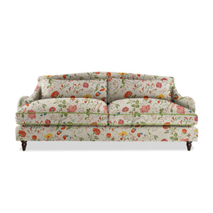 Felix 4 seater sofa in Natural Linen Wildwood Ivory with Velvet Trim - Hand Made in USA